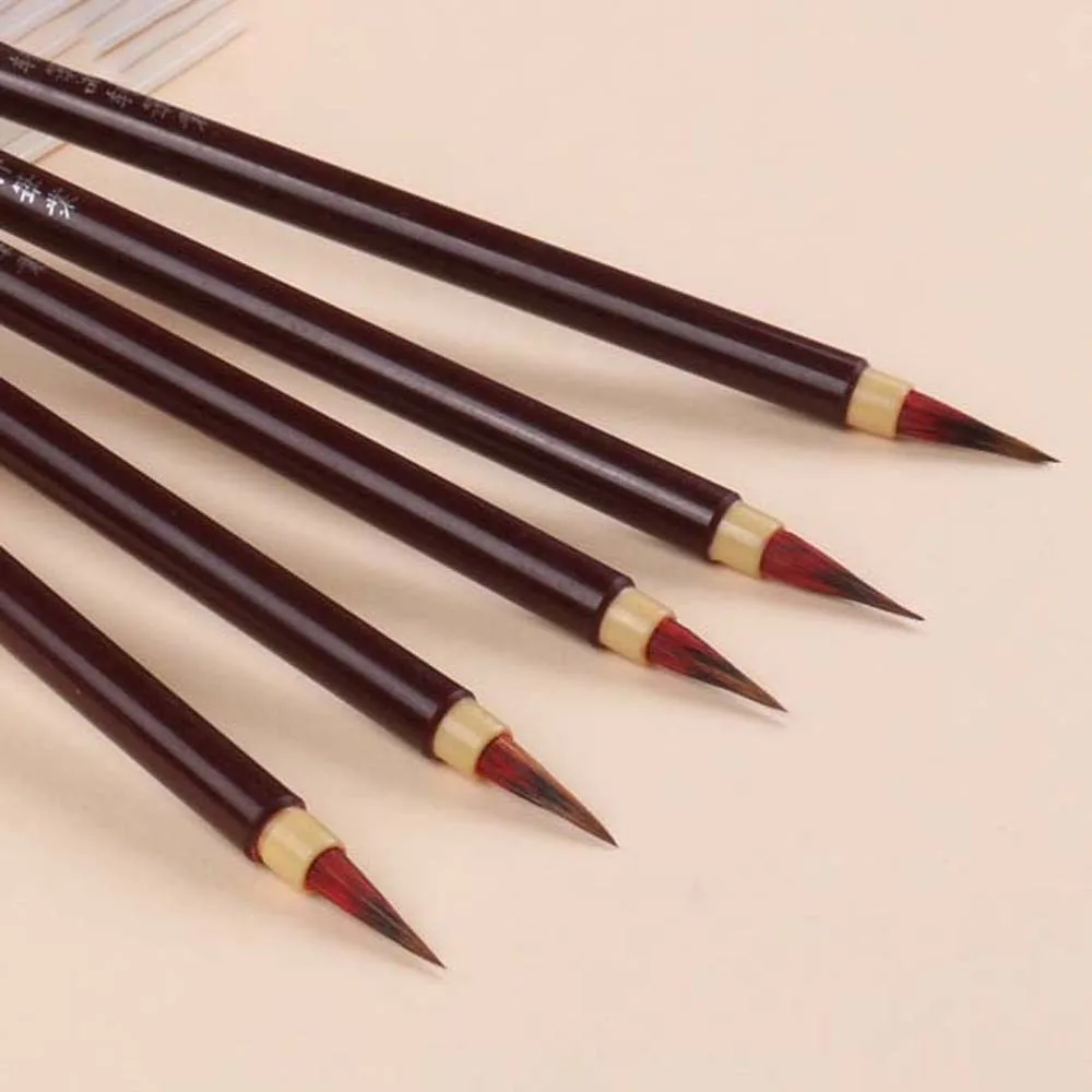 

2pcs Handmade Soft Hair Chinese Brush 0.5cm Lightweight Painting Pen for Chinese Plastic Traditional Hook Line Pen Writing