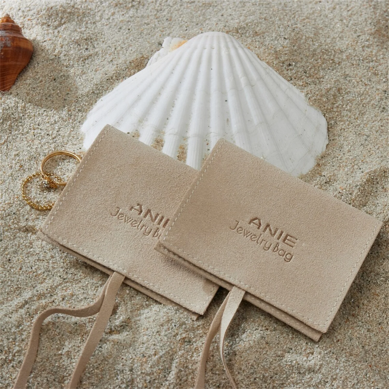 

50pcs sandy bulk personalized jewelry packaging pouch custom logo jewelry pouch for Brooch Necklace earrings Watch packaging bag