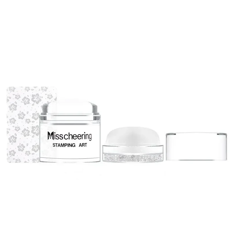 قالب فن الأظافر مع الماس الشفاف هلام السيليكون مزدوج الرأس يتقلص ختم مع غطاء لأدوات قالب فن الأظافر DIY #6