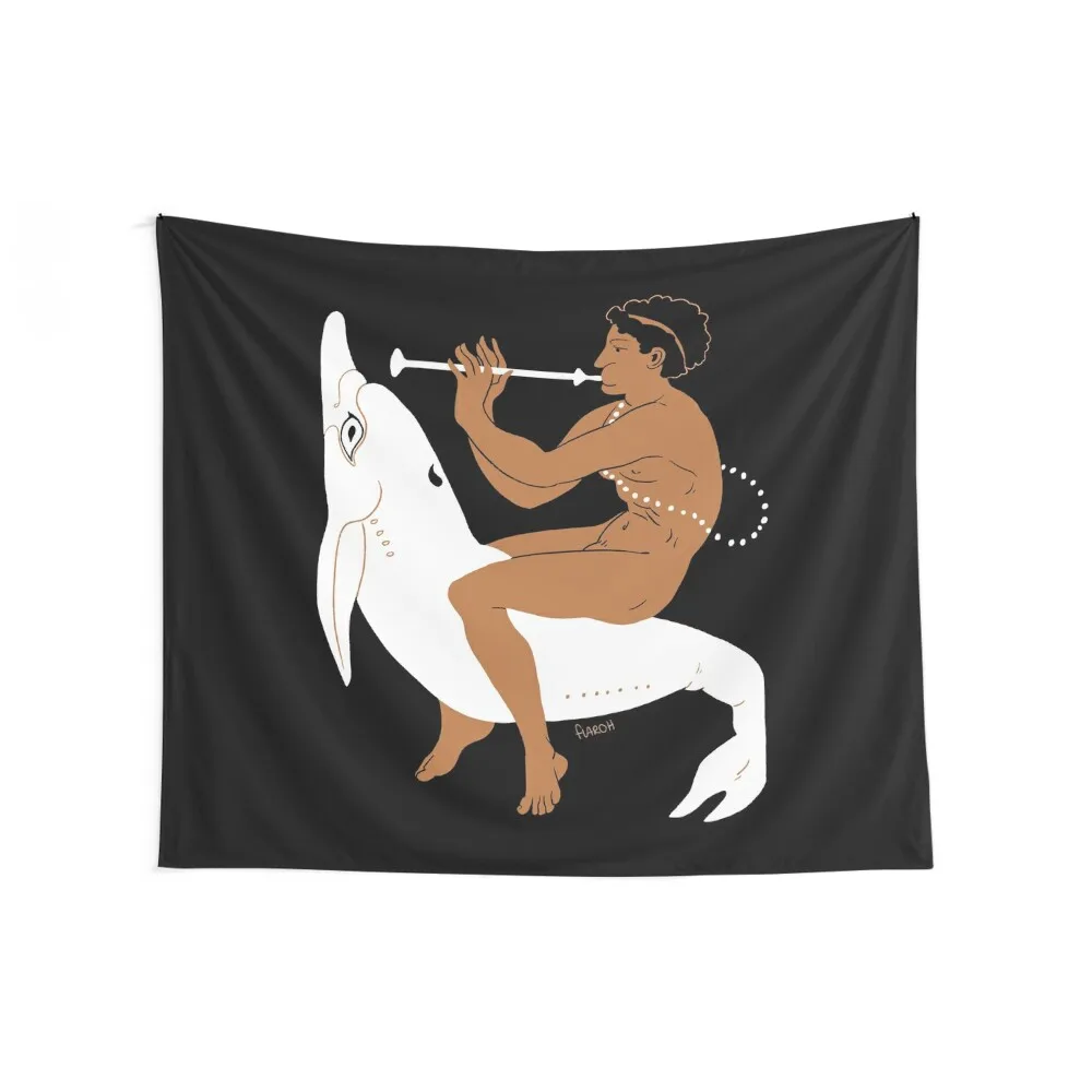 Etruscan Youth Riding Dolphin Tapestry Home Decor Accessories Wall Tapestries Aesthetic Room Decoration Decor For Room Tapestry