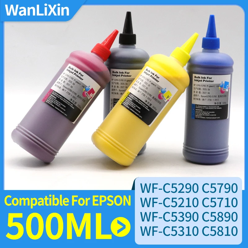 

500 мл WF-C5890 WF-C5390 Пигментные чернила для принтера Epson WF-C5810 WF-C5310 T11A1 T11B1 T11D1 T11C1 T11G Пигментные чернила для заправки