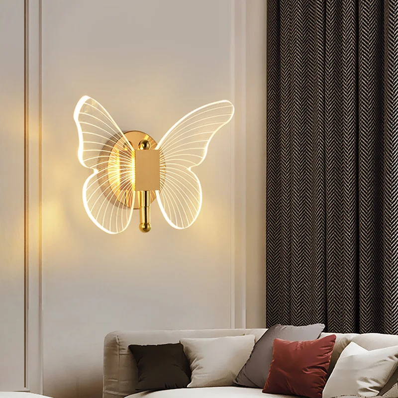 Lustre LED Wall Light Fixture Butterfly Sconces For Ceiling Kitchen Bedside Living Room Decor Nordic Acrylic Wall Lamp Ac220V