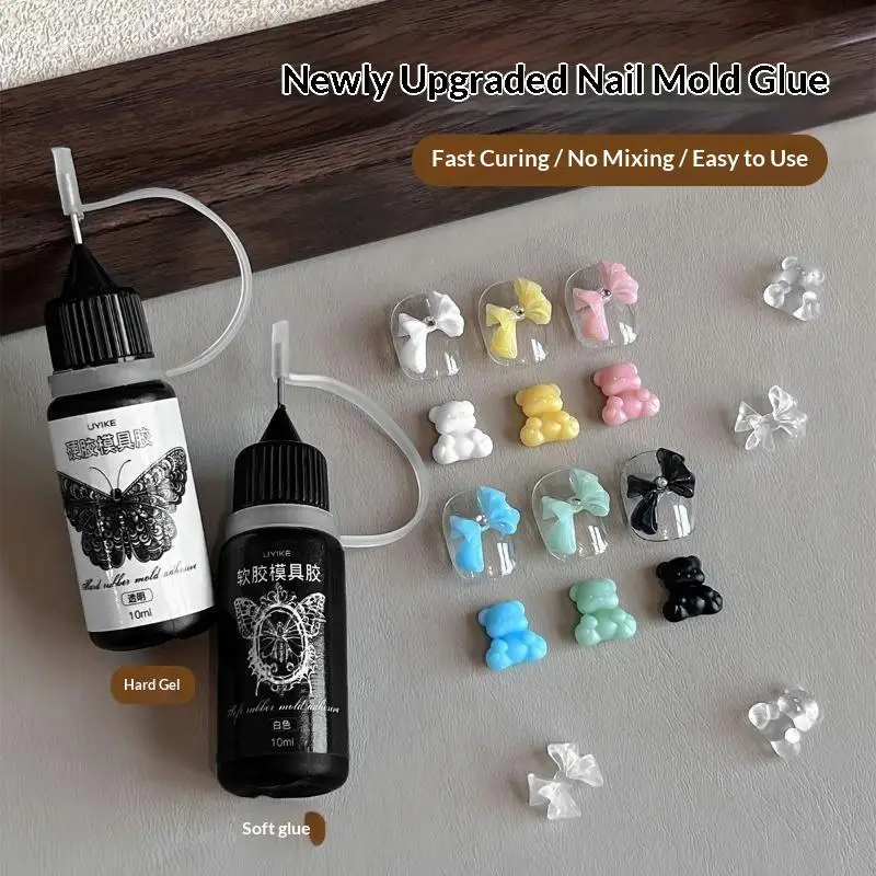 1Pcs 10Ml Carved Gel Nail Art DIY Silicone Mold Tool UV Crystal 3D Acrylic Manicure Accessory Kit For Home Salon Use