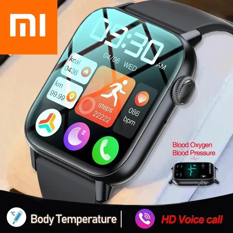 Xiaomi Bluetooth Call Smart Watch 1.83 HD 240*280 Screen True Blood Oxygen Body Thermometer Smartwatch Women 100+ Sports mode