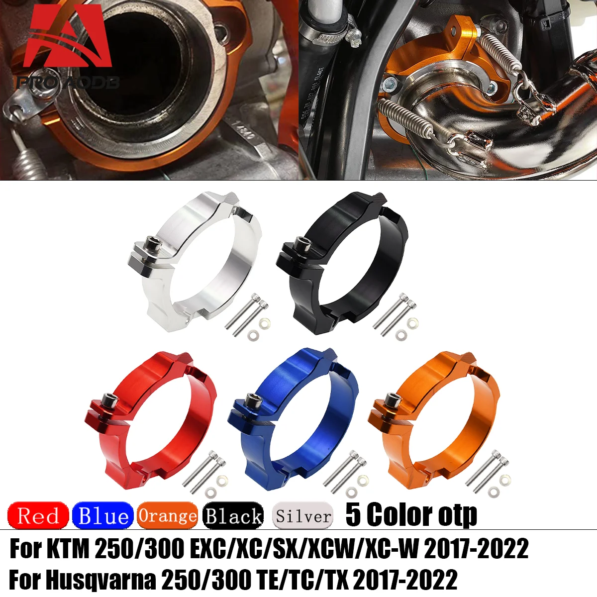 CNC Motorcycle Exhaust Tip Muffler Pipe Clamp With Flanges For Husqvarna TE TC TX 250 30 250I 300I For KTM EXC SX XC XCW TPI