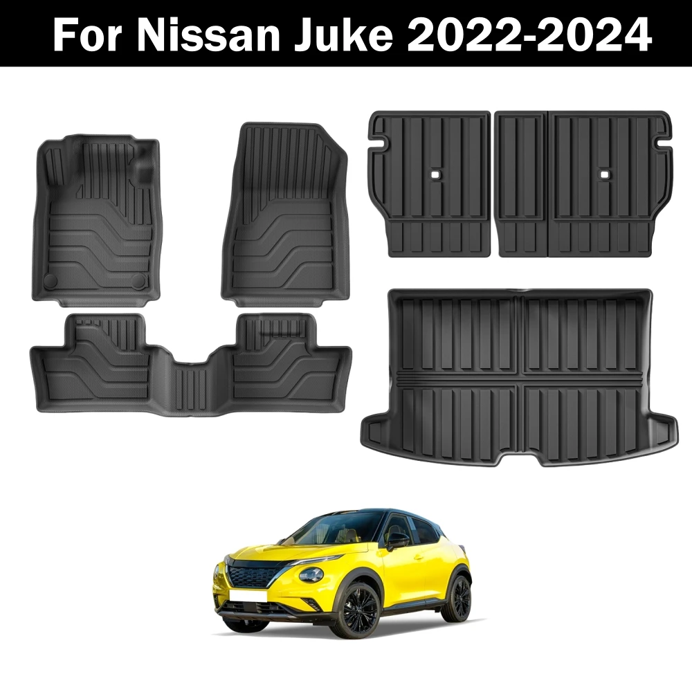 For Nissan Juke 2022-2024 Floor Mats Cargo Liner Trunk Pad TPE 3D Foot Mat Waterproof Odorless Set Left Hand Drive