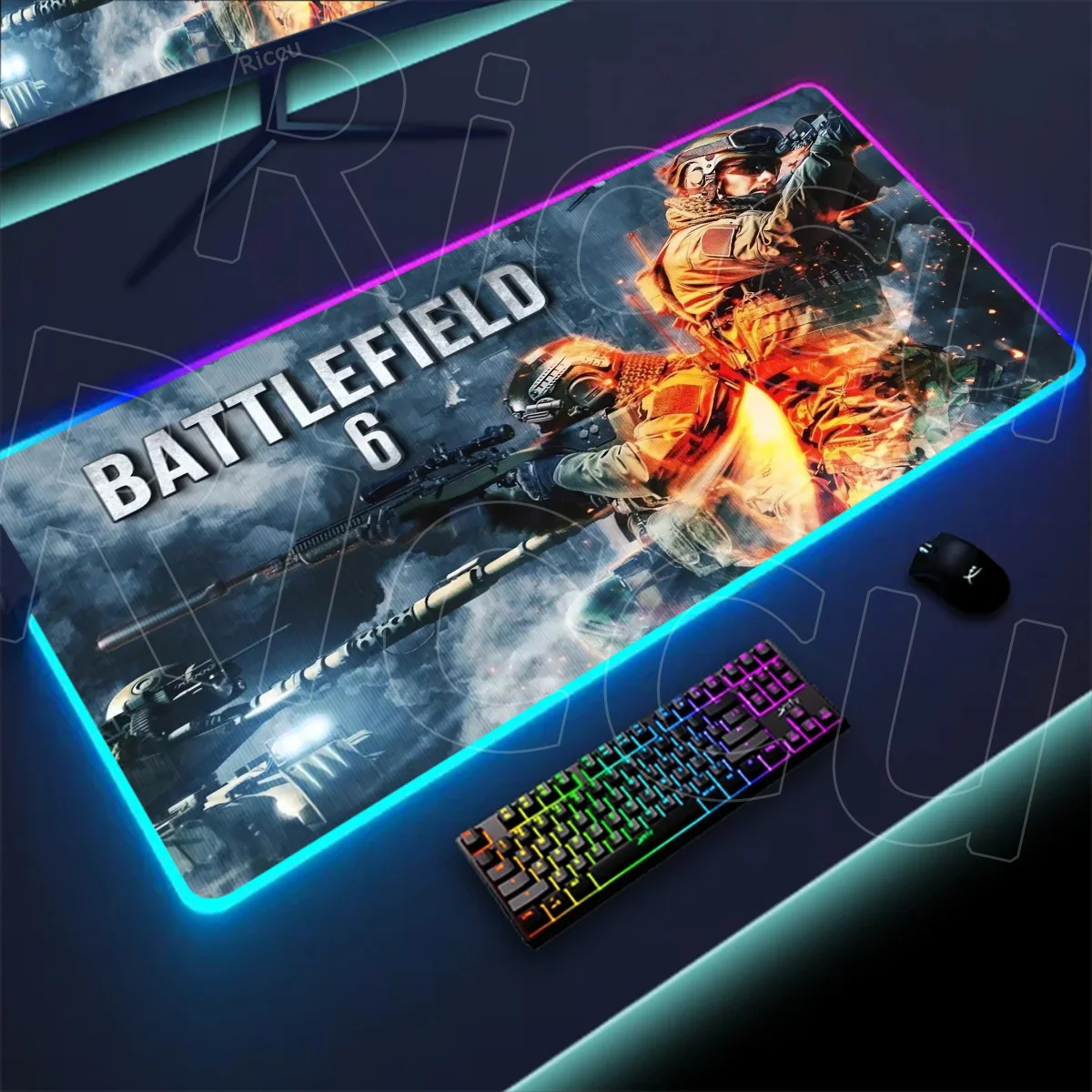 New Gamer Rgb Desk Mat Back Light Led Mousepad Setup Gaming Accessories Deskmat Big Mousepad Backlight B-Battlefield 6 Mouse Pad
