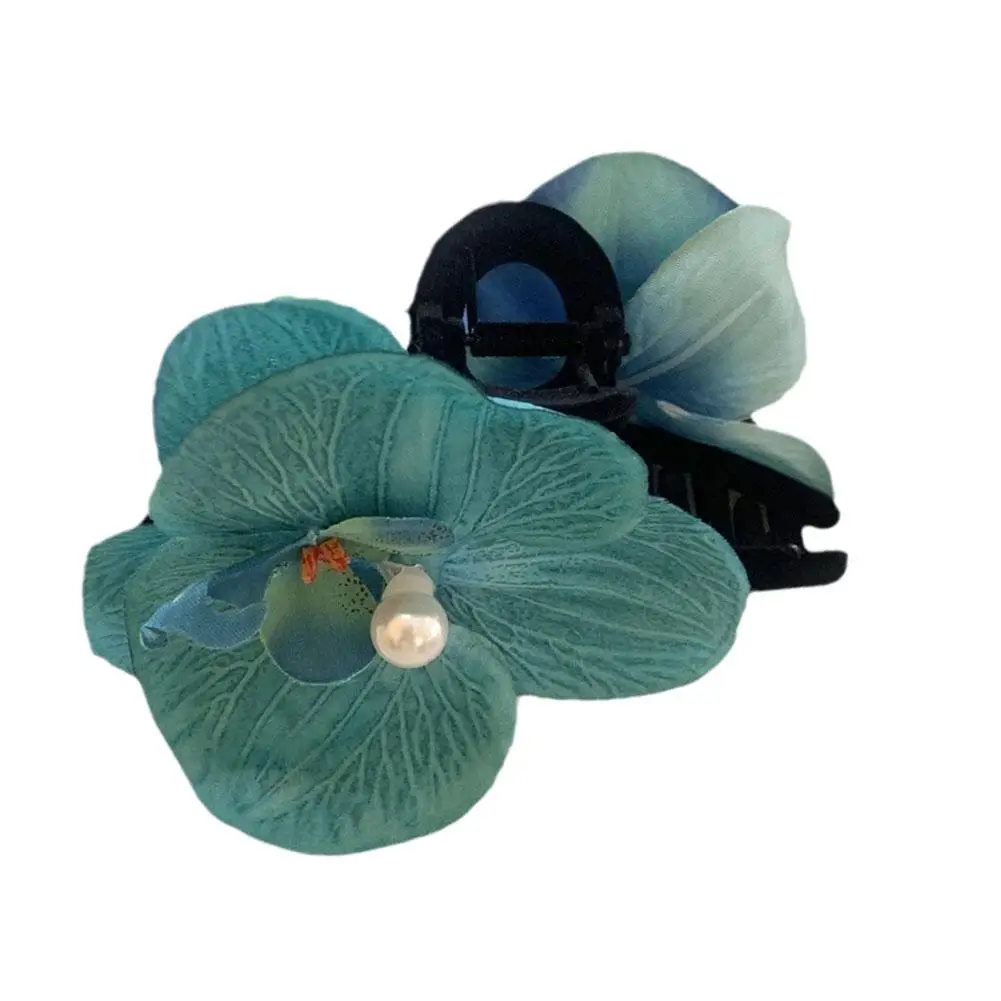 Griffes de cheveux de fleur de conception de phalaenopsis pour des femmes, vêtements de sauna, épingle à cheveux rétro, perle florale, accessoires exagérés de mode, N1c9