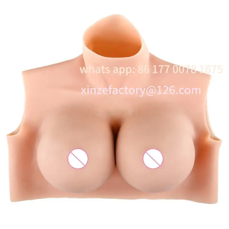 Customizable Short high-necked halter bust solid breast prosthesis CD fake breasts fake breasts cross dress silicone breast