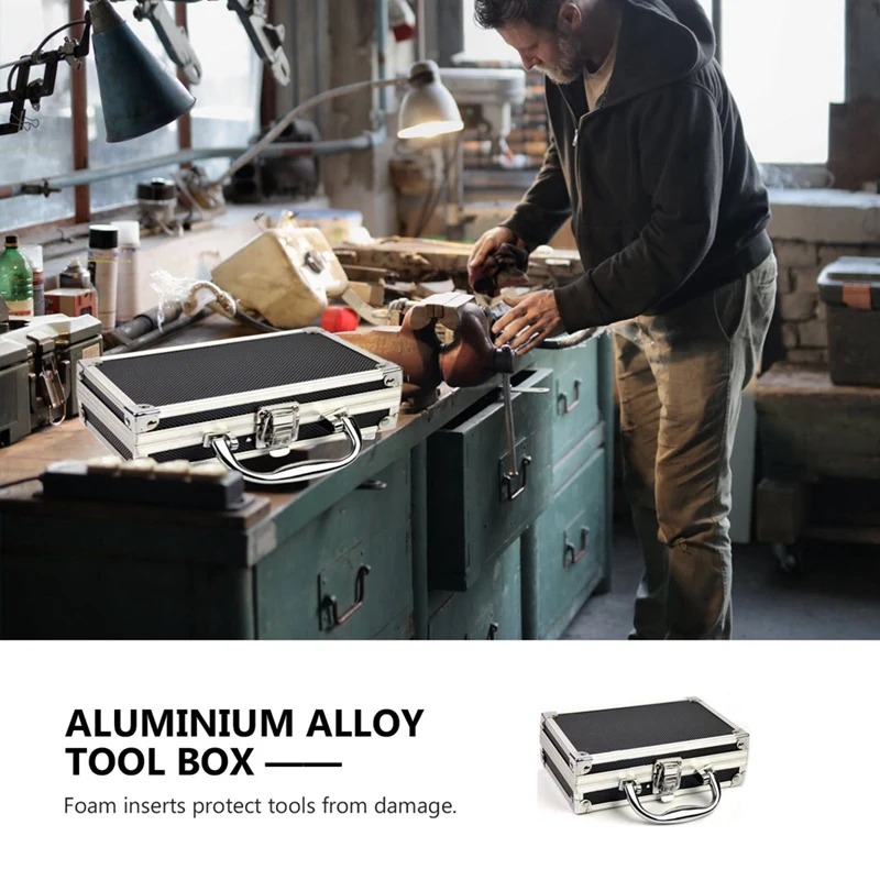 Imagem -04 - Alumínio Alloy Toolbox Storage Box Prático Alumínio Mala Alça Portátil Pequena Caixa de Armazenamento Acessórios Duráveis