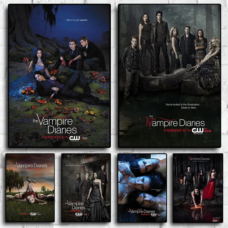 

Classic Movie The Vampire Diaries Poster wallpaper Wall Art Home decor Living Room decoration Wall decor Canvas painting Picture