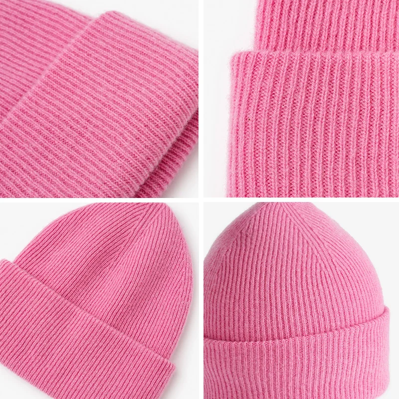 BEAUTODAY Knitted Beanie Women Sheep Wool Solid Color Soft Warm Casual Street 2023 Trendy Ladies Hats Present Handmade 96513