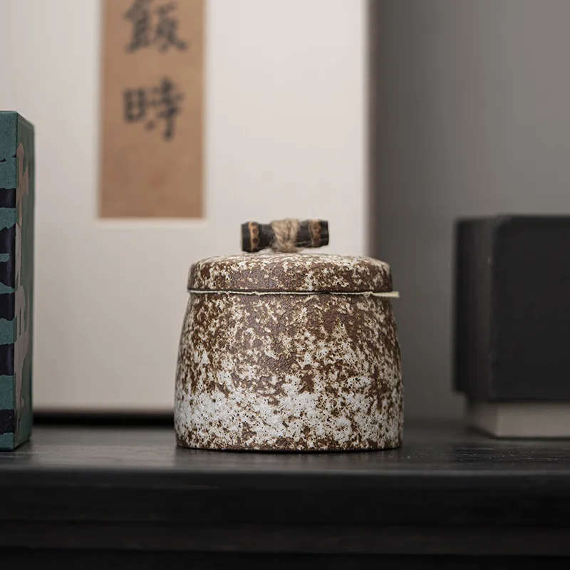 ポータブルミニシールティー缶、小型ティー収納タンク、ストーンウェアの石器、湿気に強いコーヒージャー