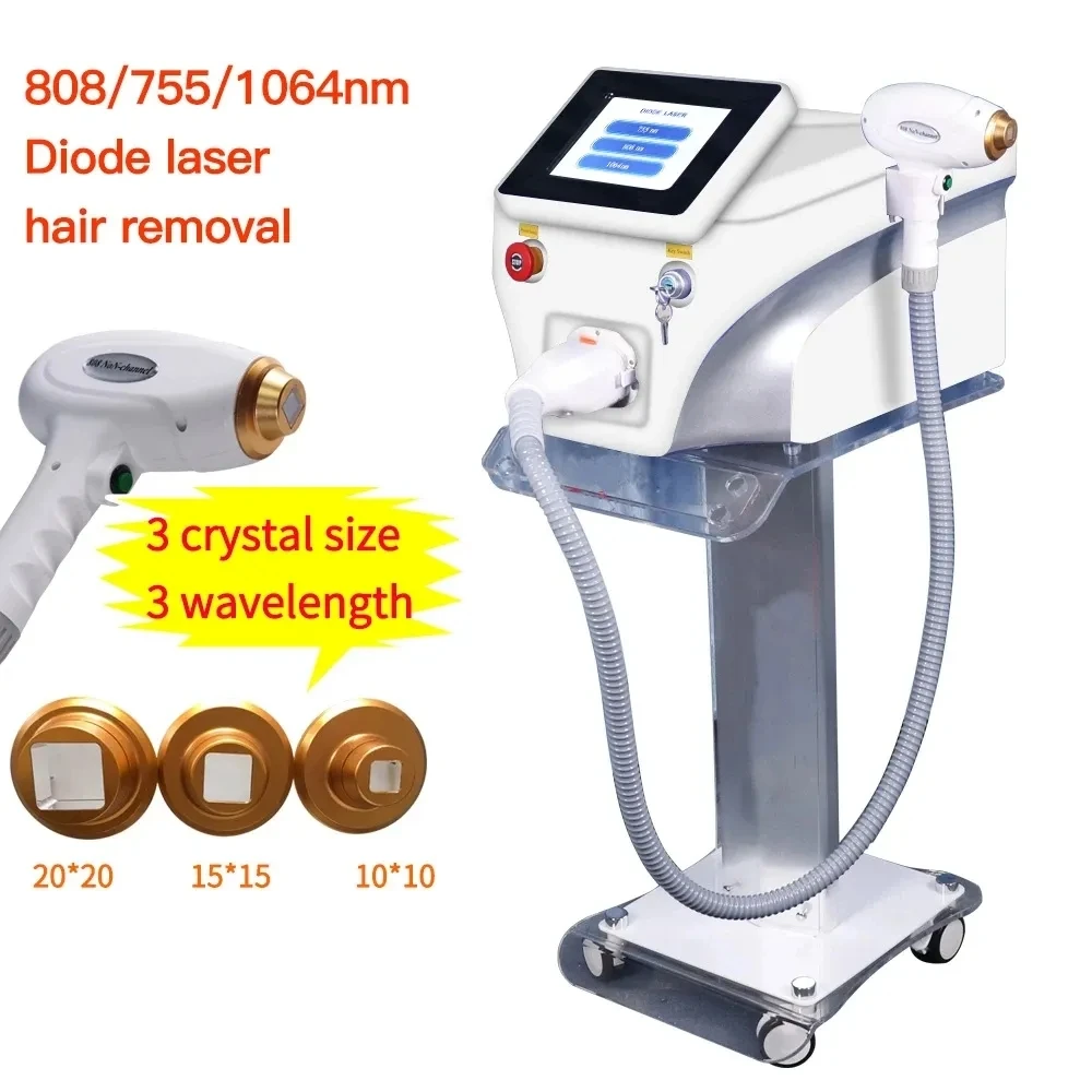 Diode Laser 755 808 1064nm Multi Wavelengths Hair Removal Machine Cooling Head Painless Laser Epilator Face Body Hair Removal