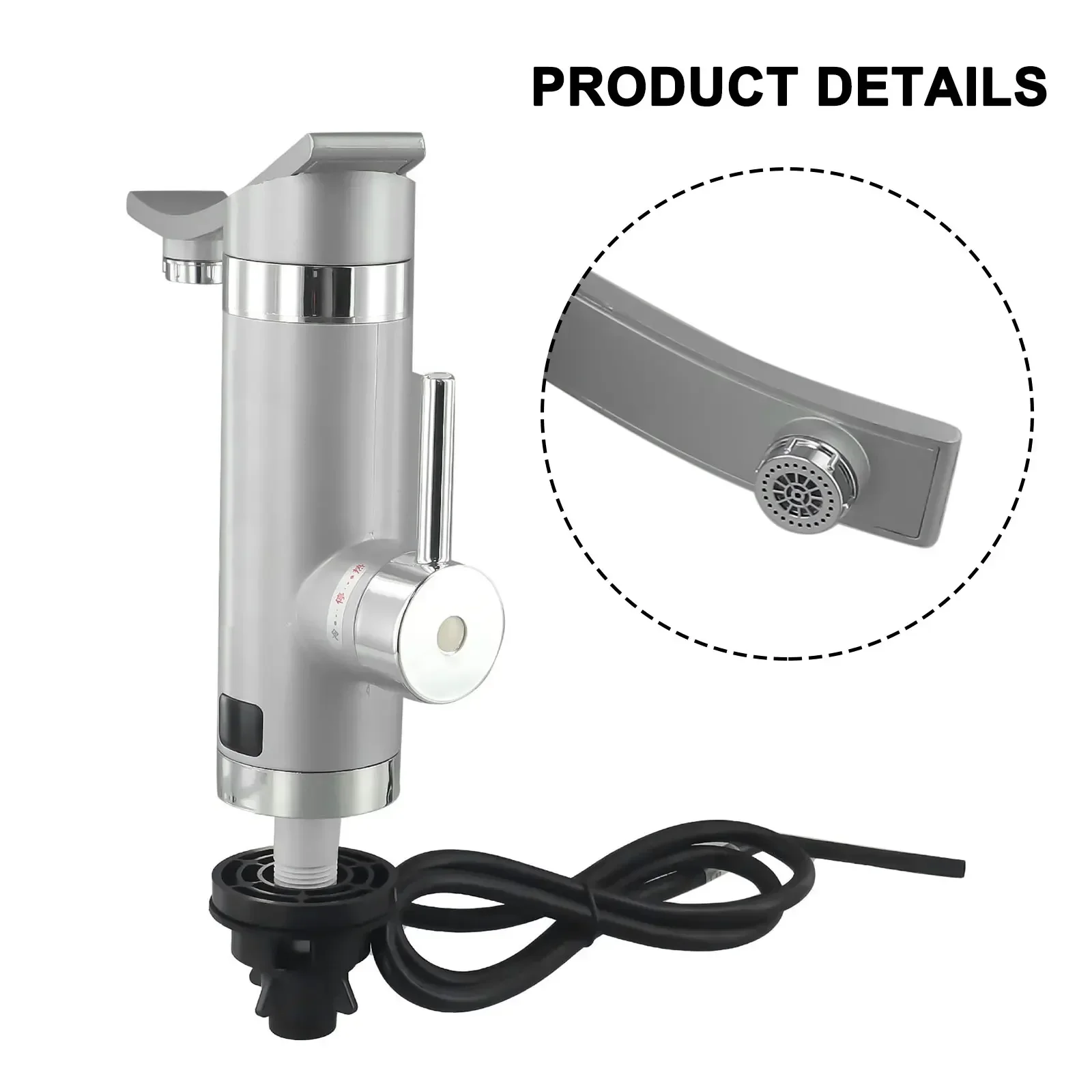 Instant Water Faucet Electric Hot Faucet 3000W° Rotating Adjustable Temperature Bathroom/Kitchen Instantaneous