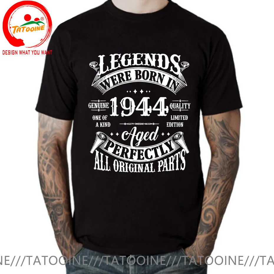 80th Birthday Shirt for Men Legends Were Born in 1944 Vintage 80 Years Old T-Shirt Classic Retro 1944 Tee Top Grandpa Papa Gifts