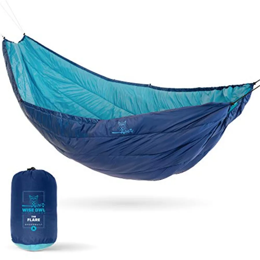 

Camping hammock underquilt insulated sleeping quilt for outdoor use black ultralight, water-resistant, packable