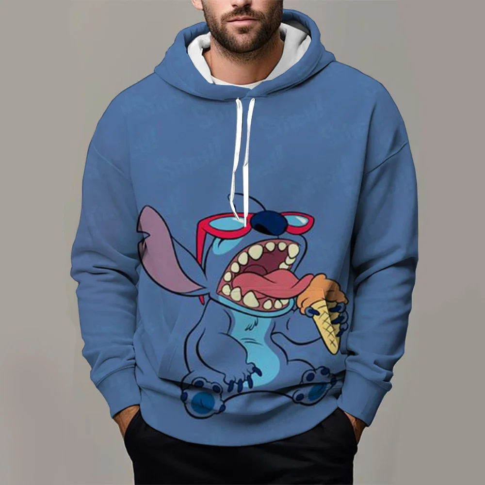 Lilo and Stitch Boys and Girls Hoodies Disney Men's Hoodies 3D Printed Autumn Pullovers MINISO Men's Hoodies New Men's Clothing