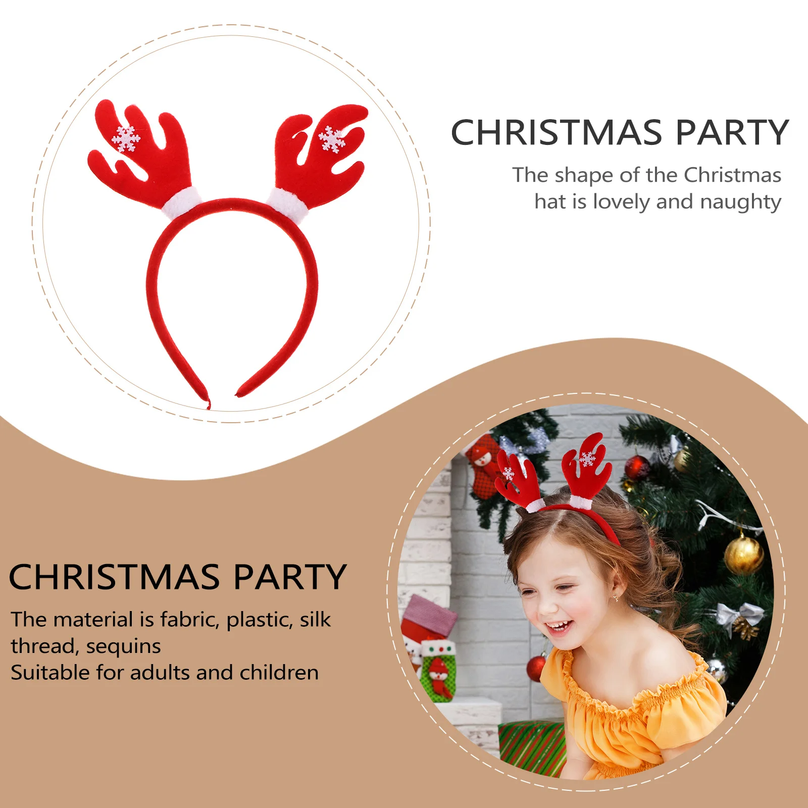 

2 Pcs Head Bands Antler Headband Christmas Headwear Sequins Xmas Red Headpiece Hair Hoop