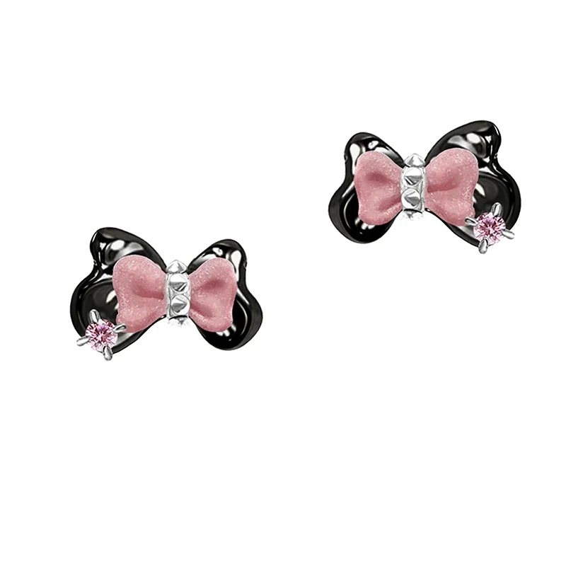 Cute Sweet Cool Bow Spice Girl Silver Needle Earrings