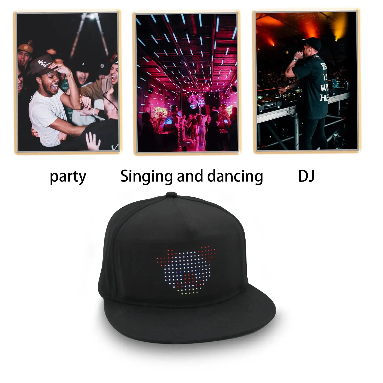 LED Lighting Hat Creative Bluetooth Shining Screen Caps Multilingual Display Advertising Cap Prom Party Decorative Hat Editable