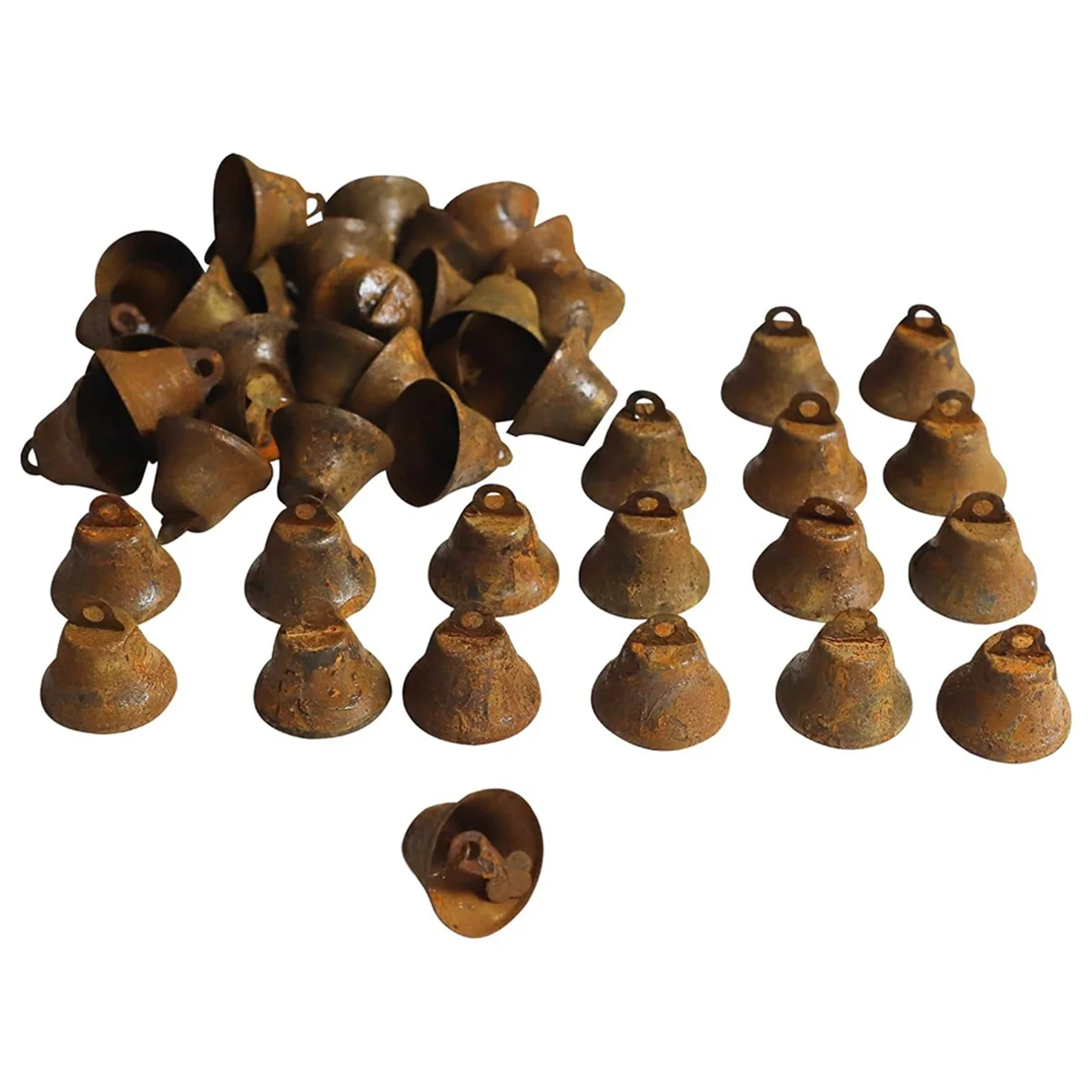 50 PCS Mini Jingle Bells, Christmas Bells, for Crafting Wreath Craft Bells, Holiday Home Decoration Bells (Rusty 1 Inch)