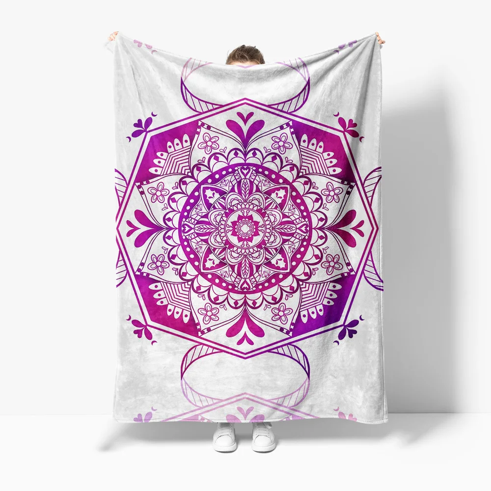

Boho Mandala Print Blanket Psychedelic Colorful Throw Blanket Fuzzy Soft Bed Blanket Festival Party Gift