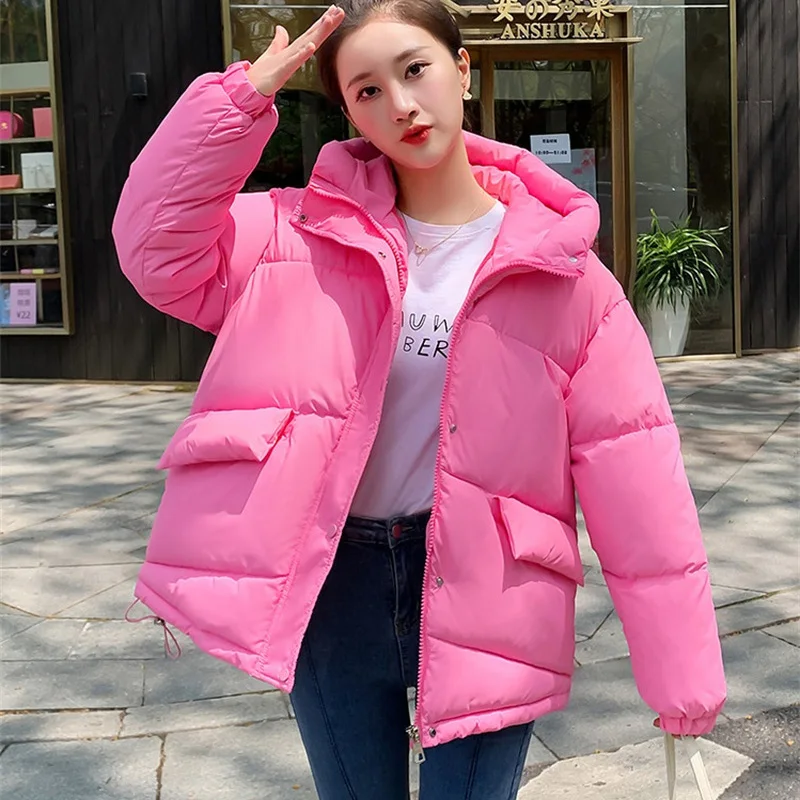 

2023 Down Jacket Women's Winter Clothes Coat New Loose Thicke Hooded Parkas Cotton Padded Coats Female Winter Jacket Outerwear