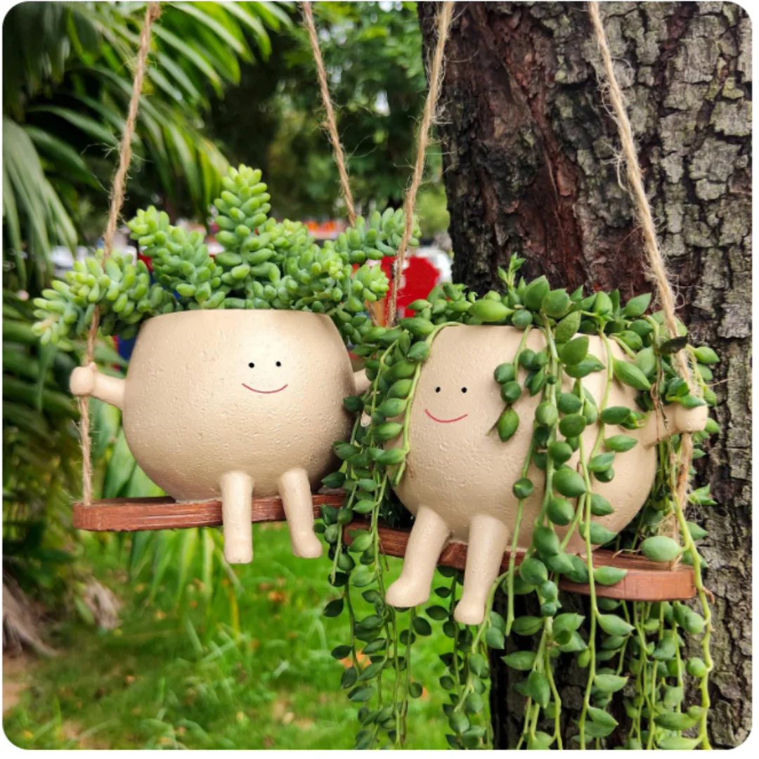 

Flower Pot Swing Face Plant Hanger Baskets Wall Hanging Planter Succulent Flower Pots Decor Home Garden Supplies