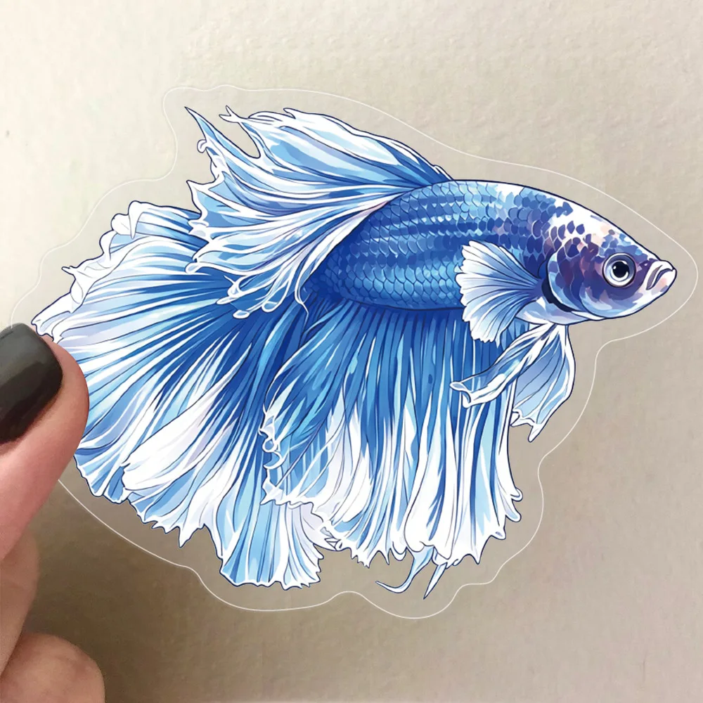 50Pcs/Set Aesthetic Betta Fish Stickers, Vibrant Watercolor Siamese Fighting Fish Decals, Kawaii PET Stickers Art Craft Supplies
