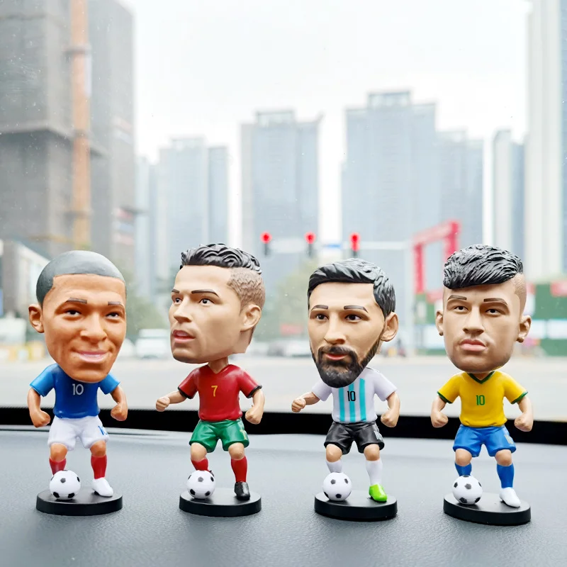 Football star doll car ornament gives boys gifts C Ronaldo star week character Neymar shaking his head doll