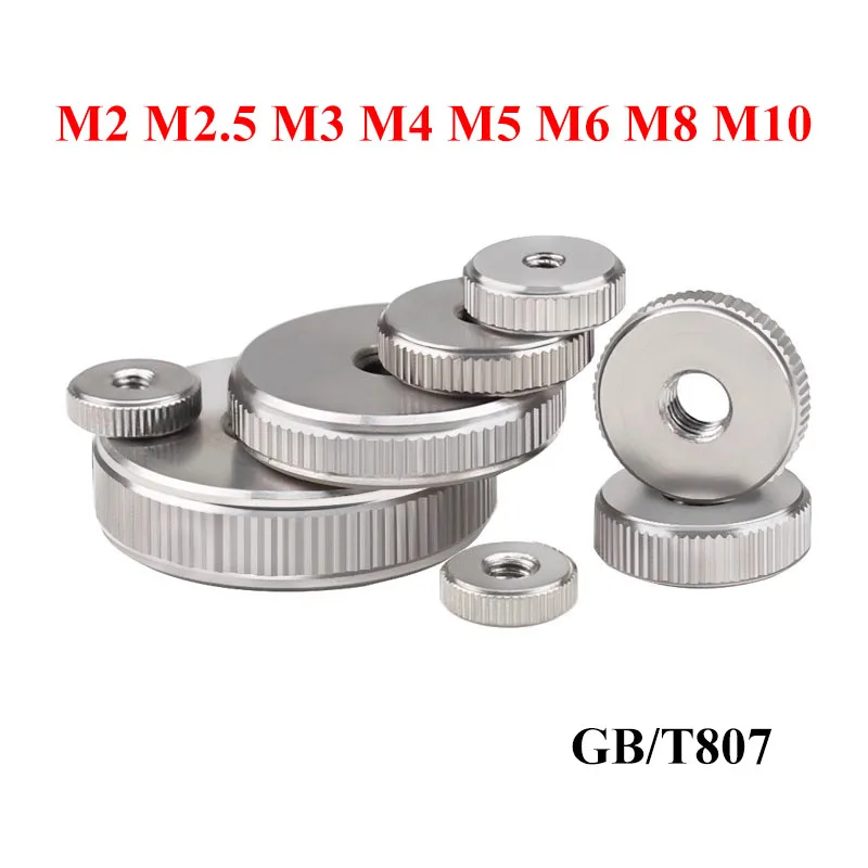 

M2 M2.5 M3 M4 M5 M6 M8 M10 303 Stainless Steel Knurled Thin Nuts and Screw Nut Round Adjust Leveling Knurled Thumb Nut