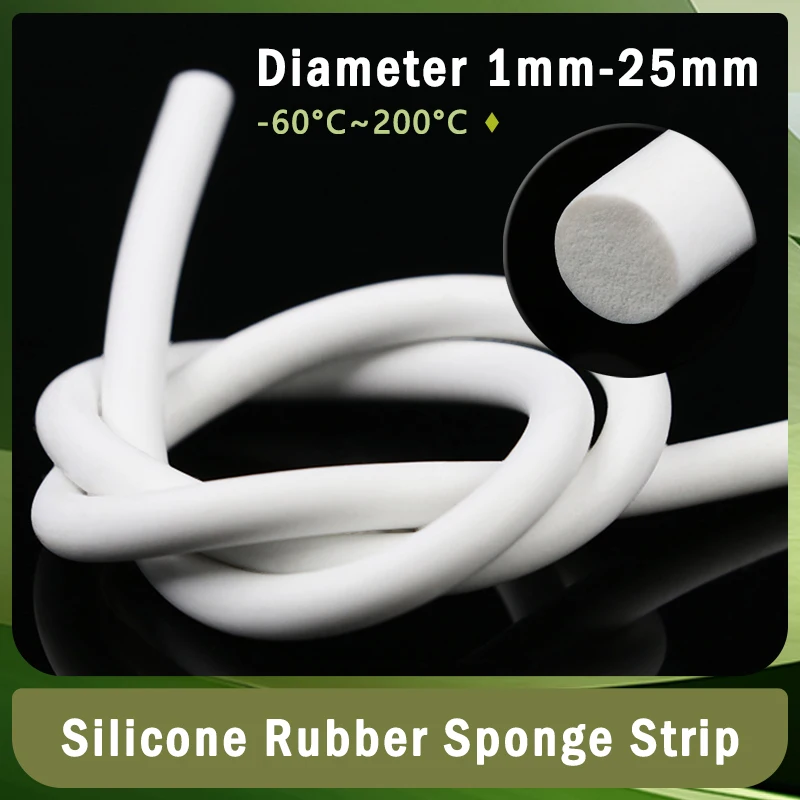 

Silicone Rubber Sponge Strip White 1/2/3/4/5/6/7/8/9/10/12/14/16/18/20/25mm Round Foamed Backer Rod Seal Strips VMQ Foaming Cord