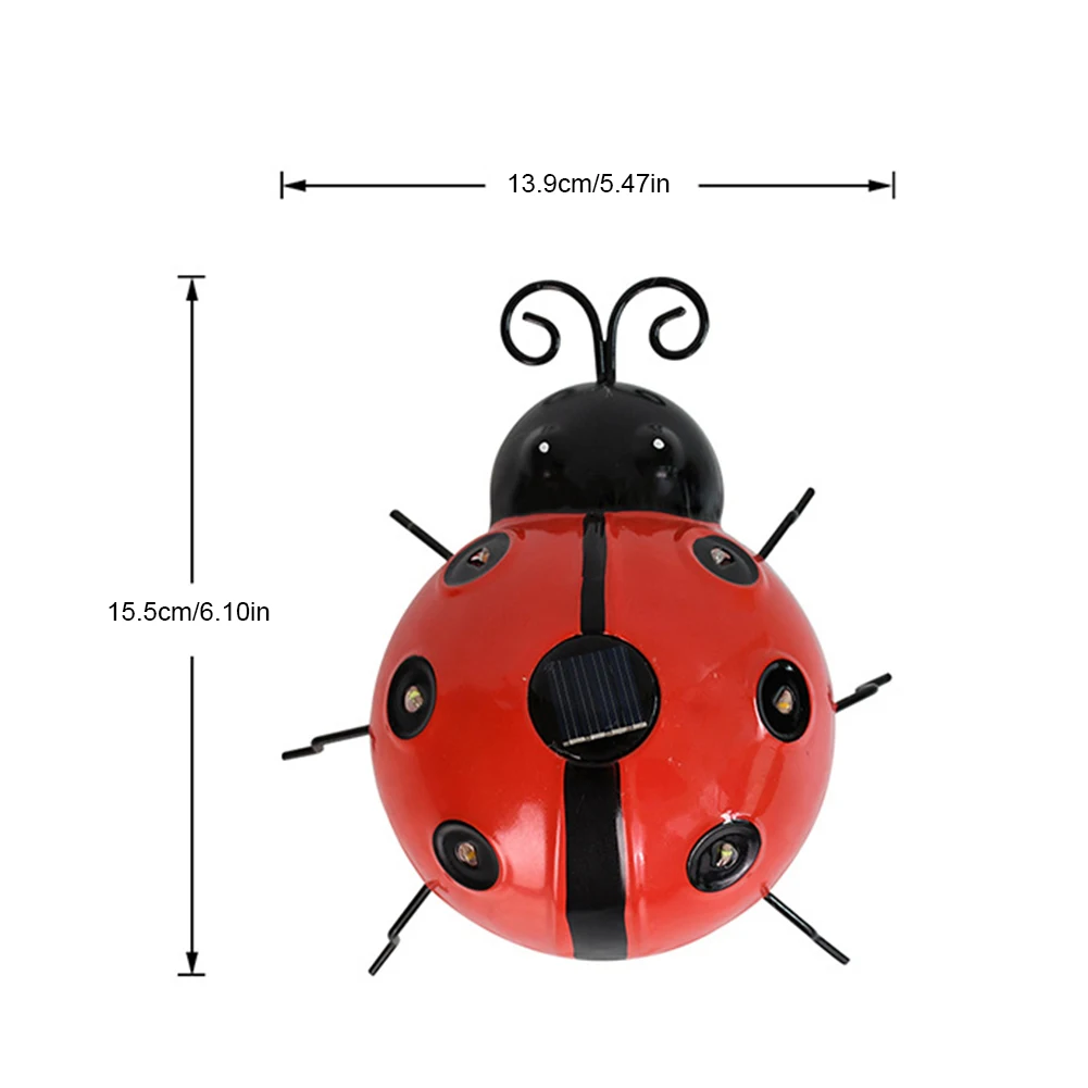 2Pcs Wall Hanging Outdoor Garden Decorative Figurine Waterproof Wall Hanging Ornament Statue Outdoor Hanging Beetle Solar Light