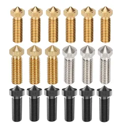 High Quality 2pcs Volcano Nozzle 3D Printer Copper Plated Nozzles V6 Hotend M6 Thread Hardened Steel Volcano Nozzles