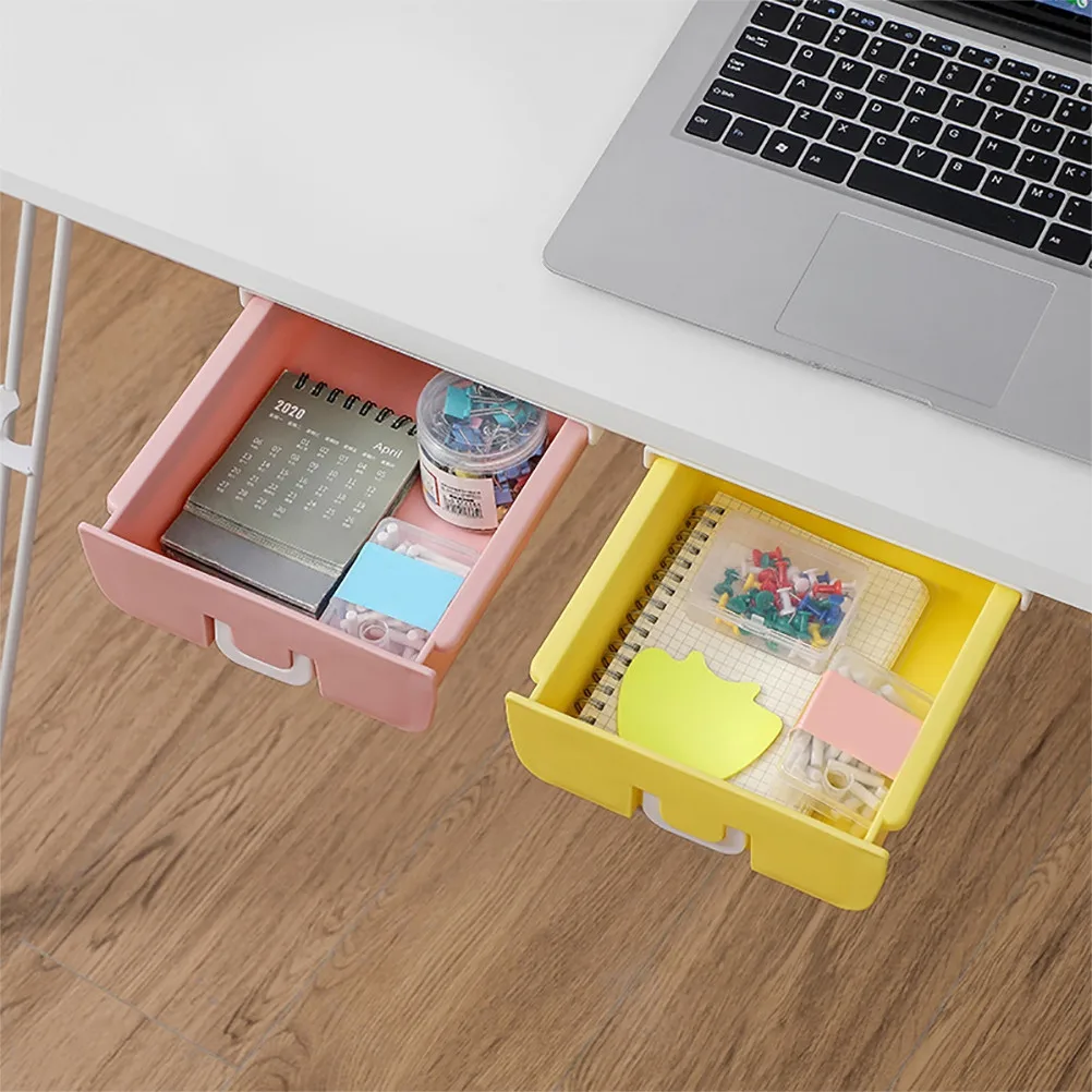 Hidden Under Desk Drawer Organizer Slide Out Self Adhesive Pencil Holder Storage Box for Office Study Room Kitchen Desk Neat