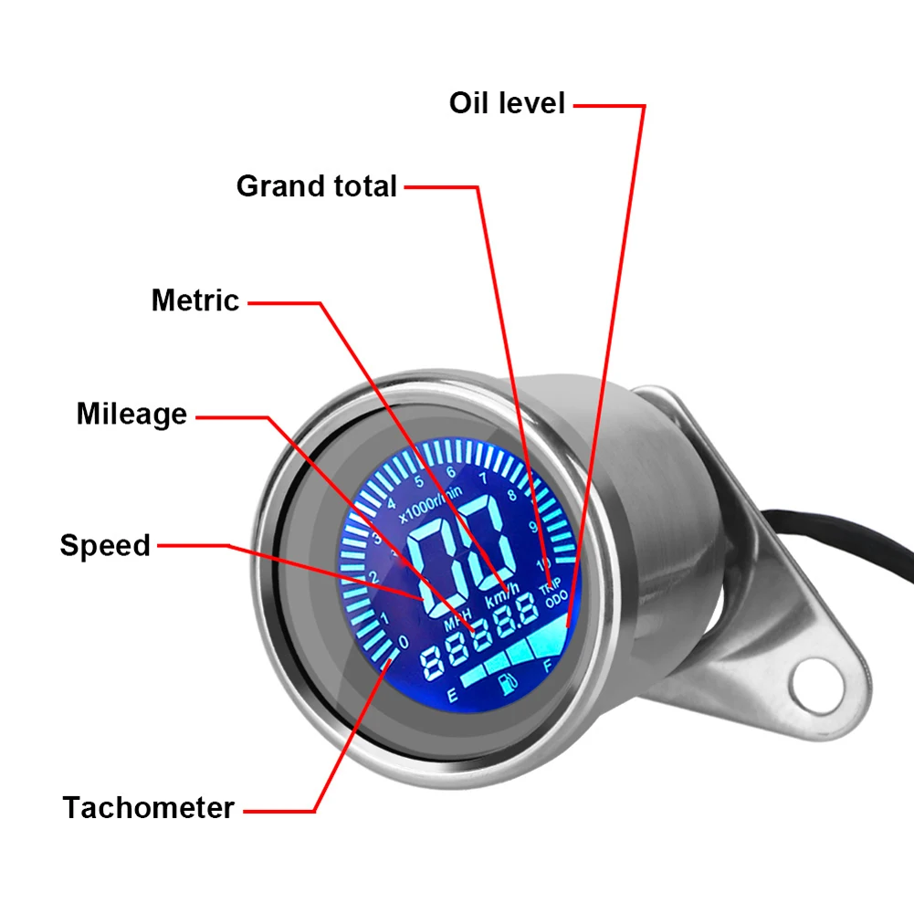 Universal LCD Tachometer LED Display Electronic RPM Indicator Retro Digital Tachometer 12V High Precision Motorcycle Instruments