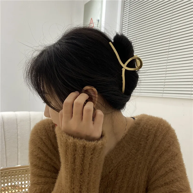 2022 New Metal Big Hairpin Hair Pins Elegant Temperament Fashion Gold Color Hair Claw Clips Headwear Accessories for Women