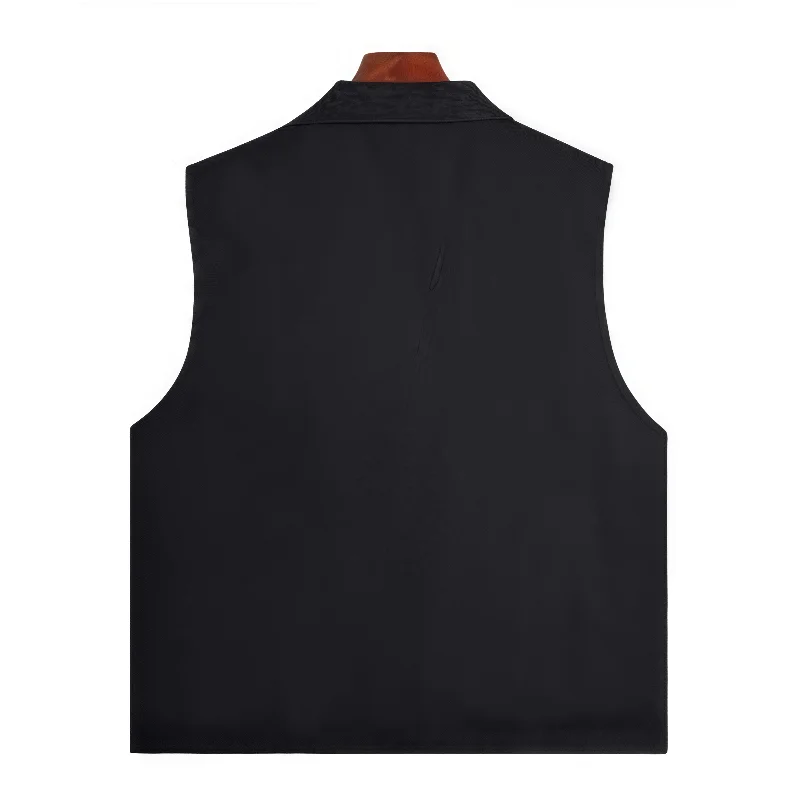 2025 New 100% Cotton Stand-Up Collar Vest with Two Pockets Breathable Durable Work Vest Volunteer Vest Bright Color Wholesale