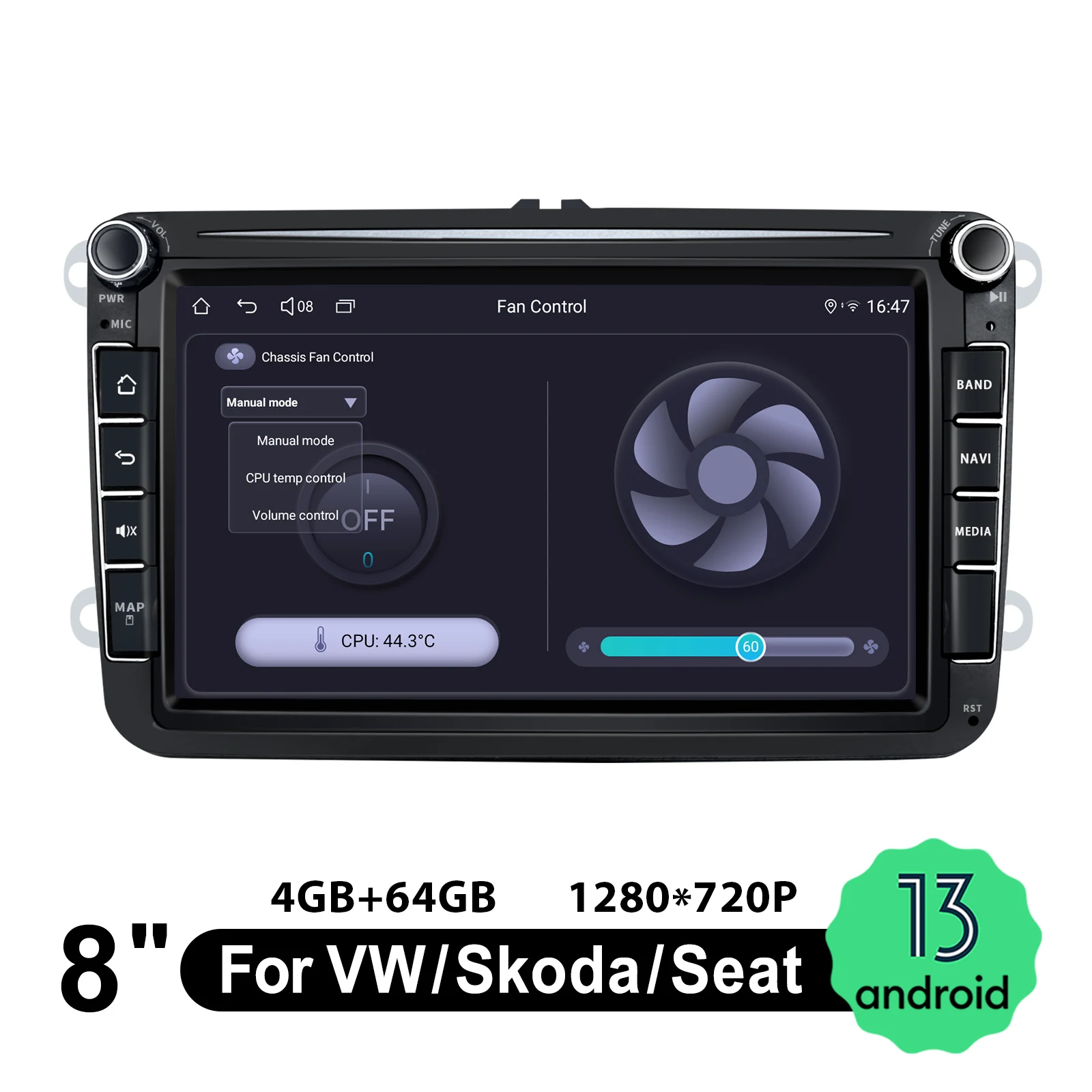 Joying 8 بوصة 1280*720 راديو السيارة الاندورويد ستيريو الوسائط المتعددة Playe رئيس وحدة لشركة فولكس فاجن فولكس فاجن سكودا اوكتافيا جولف باسات B6 بولو #4