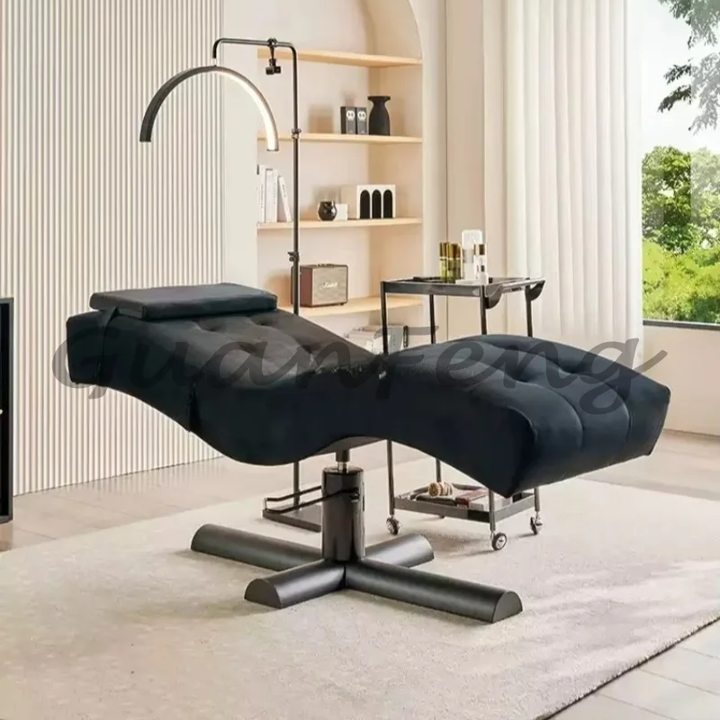 Luxury Brown Cotton Curved Lash Bed, Facial Massage Eyelash Extension Bed for Beauty Salon Furniture
