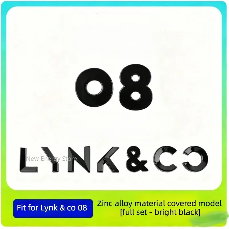 For Lynk & Co 08 2023-2026 Models Blackened Car Emblem Letter Sticker Black Warrior Exterior Modification Accessories