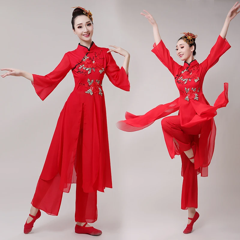 Women's Yangko dance costume Female umbrella dance fan dance costume Folk dance Yangko performance costume