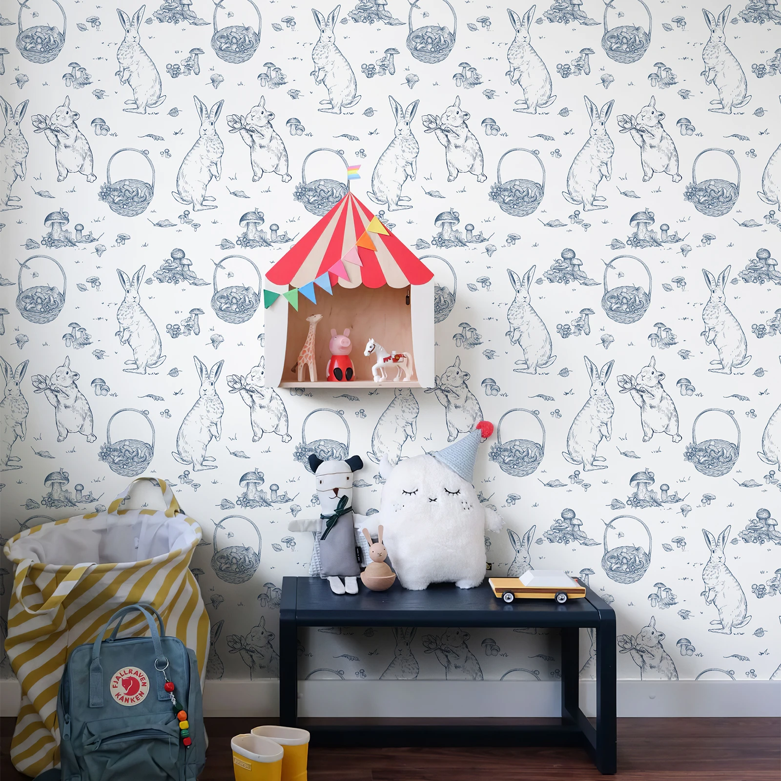 

Easter Blue Bunny Wallpaper Peel And Stick Vinyl Rabbit Wall Stickers Chic Fresh Sketch Self Adhesive Cabinet Stickers