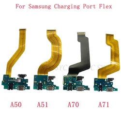 USB Charging Port Board Flex For Samsung A70 A71 A50 A51 Charging Connector with Main Flex Cable Fingerprint Sensor Button Flex