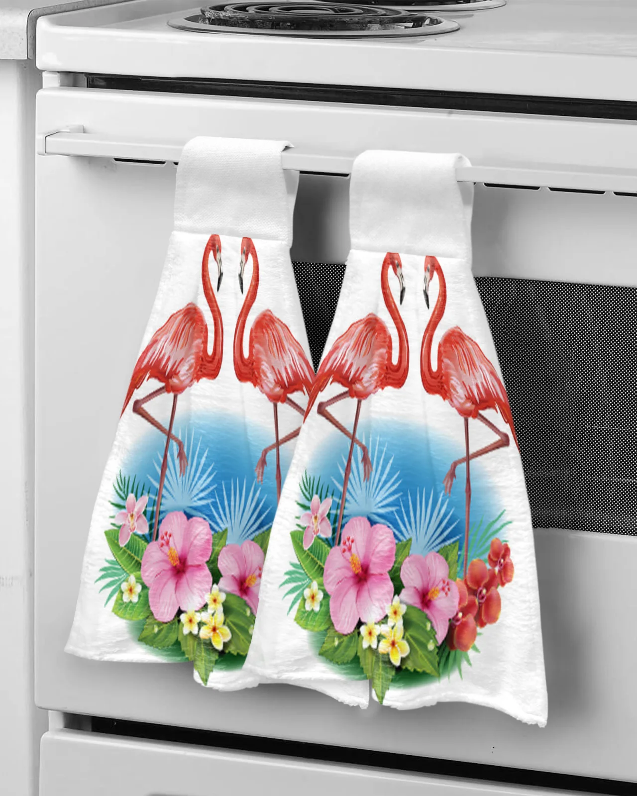 Tropical Flowers And Flamingoes Hand Towels Microfiber Absorbent Soft Children Towel Handkerchief Bathroom Kitchen Dishcloth