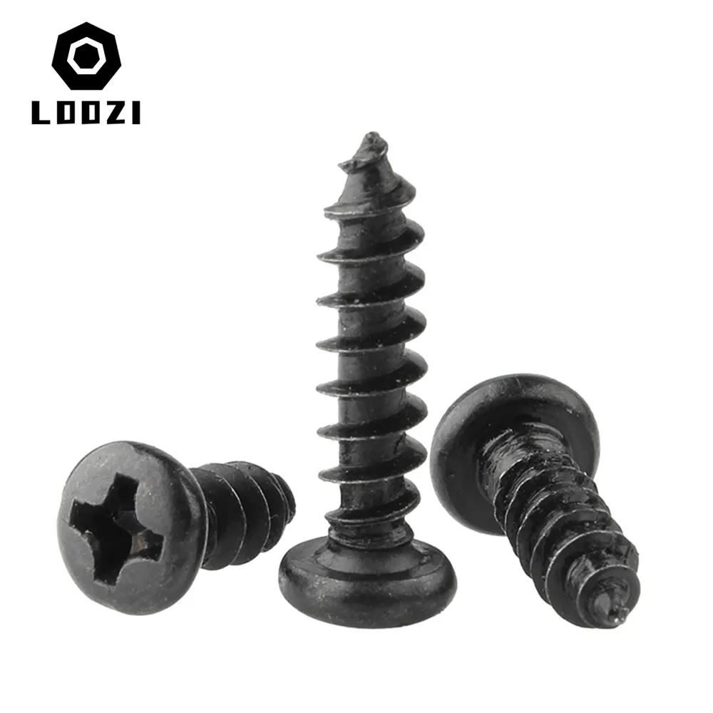 Selbstschneidende Holzschraube M1 M1,2 M1,4 M1,7 M2 M2,3 M2,6 M3 M3,5 M4 Schwarz Mini Micro Cross Phillips Round Pan Head Brillenschrauben – Detail 5