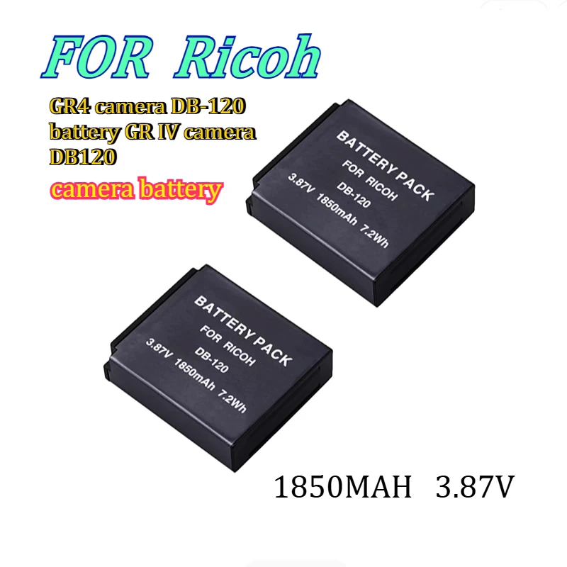 1850MAH 3.87V Suitable for Ricoh GR4 Camera DB-120 Battery GR IV Camera DB120 USB Charger Rechargeable Digital Battery