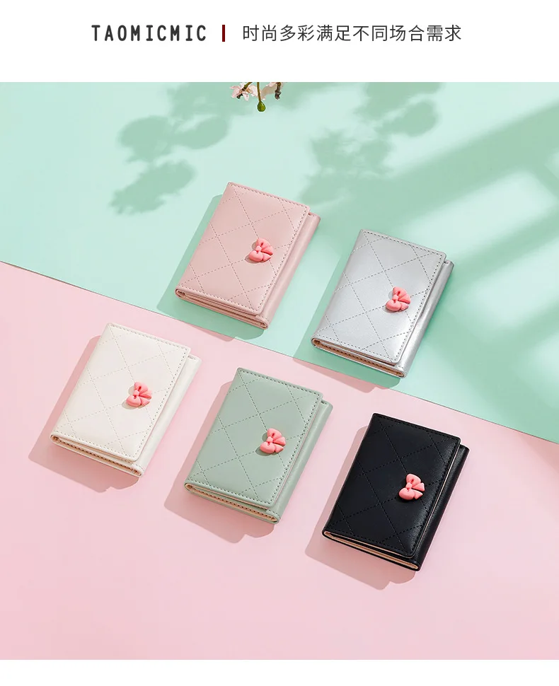 Portafoglio tri-fold da donna con nodo a farfalla Portafoglio in pelle con porta carte portamonete dal design corto e fresco