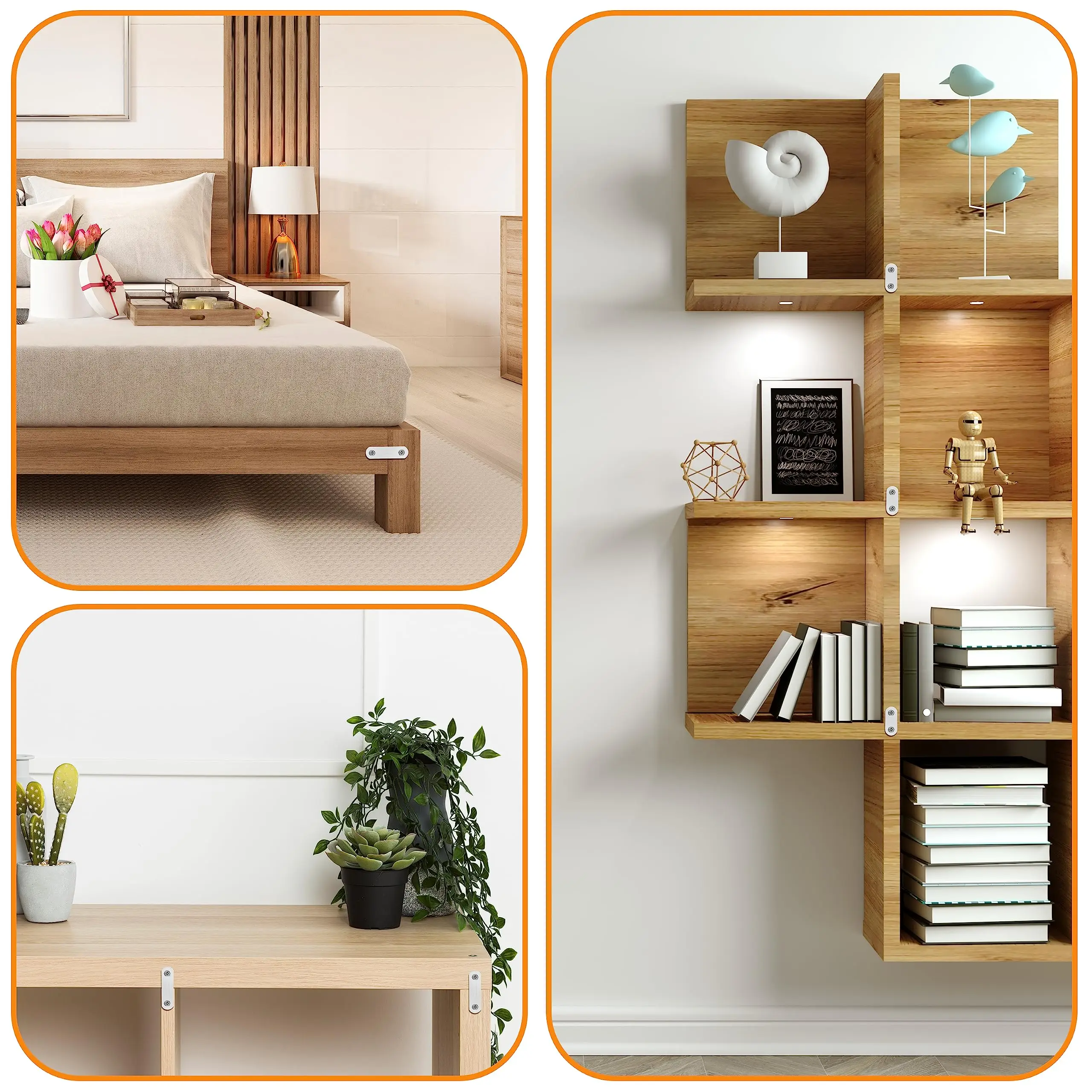 Staffe per tutore piatto dritto in acciaio inossidabile da 2 pezzi. La piastra di collegamento fissa in metallo premium può essere utilizzata per riparare mobili, letti, ecc.